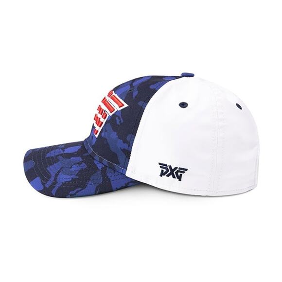 PXG Stars & Stripes New Era 9Twenty Adjustable Cap Navy Camo White EUC - Picture 9 of 10